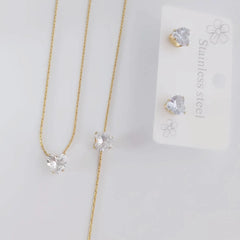 Gold Heart Crystal Jewelry Set