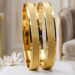 Diagonal Textured Gold Fusion Bangles