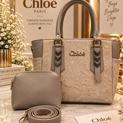 Embossed Floral Handbag Set