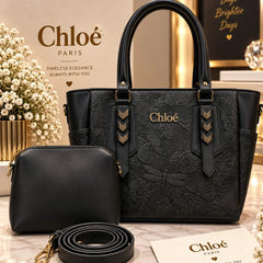 Embossed Floral Handbag Set