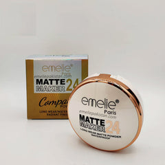 Emelie Paris 2 In 1 Matte Maker 24 Face Compact Powder Long-Wear