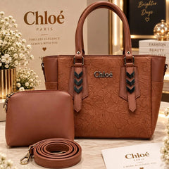 Embossed Floral Handbag Set