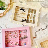 Velvet Glass Ring Earring Jewelry Display Organizer Box