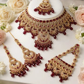 Traditional Maroon and Gold Indian Bridal Jewelry Set