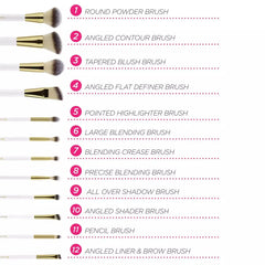 BH Cosmetics - Pink Studded Elegance - 12 Piece Brush Set with a Brush Stand