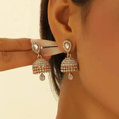 Crystal Pave Teardrop Jhumka Earrings