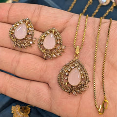 Zircon Locket Set – Locket & Earrings