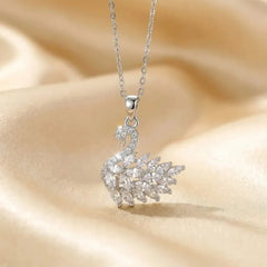 Crystal Pave Swan Pendant Chain Necklace