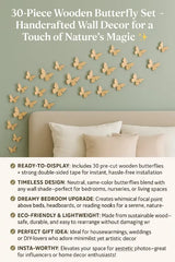 Black Wooden Butterfly Wall Decor Removable Wall Stickers - 30 Piece