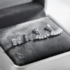 Butterfly & Pearl Ear Jacket Earrings Set - Each