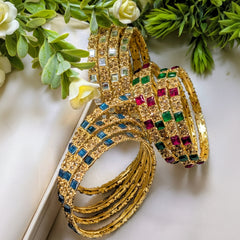 Bangles Set with Shisha Stone - 4Pcs