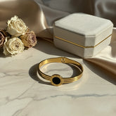 Roman Dial Black Enamel Gold Bangle