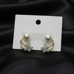 Luxury Pearl Butterfly Earrings – Gold-Tone Stainless Steel