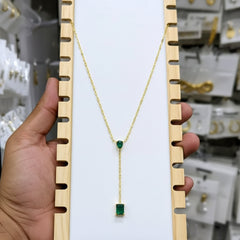 Stainless Steel pear-shaped green drop stone pendant - Each