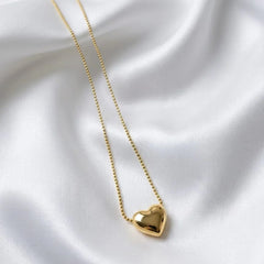 Gold Puffy Heart Necklace - Each