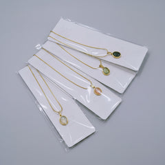 Minimalist Oval Pendant Necklace - Multicolour Gemstone Set - Each