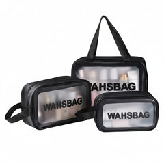 3 Piece Clear Travel Toiletry Bag Set – PVC Waterproof Makeup Pouch