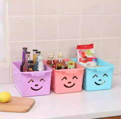 Cute Colorful Kitchen Plastic Storage Fruits & Vegetables Basket Organizer Pack of 3