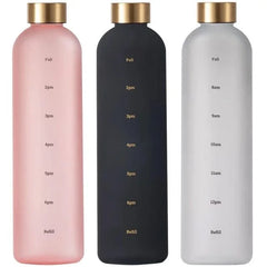 The Aura Frosted Motivational Water Bottle – Elegant Time-Marked Hydration Tracker