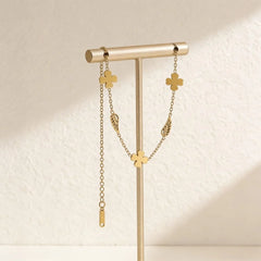 Gold Four Leaf Clover & Angel Wing Charm Bracelet - Each