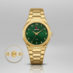 Chaxigo Men's Luxury Timepiece - Emerald and Gold Edition