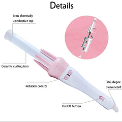 Automatic Pink Hair Curler Spin 360° Rotating Hair Styling Roller