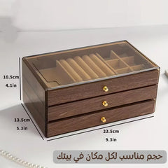 Wood 3 Drawer Jewelry Storage Organizer