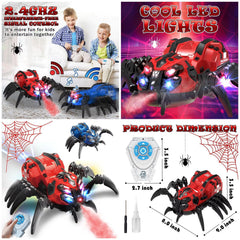 Remote Control Spider Toy – 2.4GHz RC Spider with Lights, Music & 360° Spinning Action