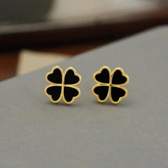Black Four-Leaf Clover Earrings