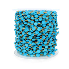 Turquoise Coin Rosary Chain Permanent Bracelet