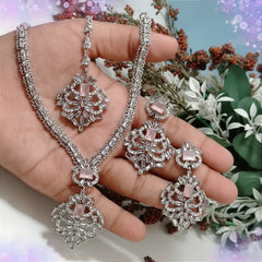 Zircon Necklace Set – Necklace, Earrings & Tikka