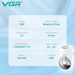 VGR V-706 Cordless Professional Women Epilator with 18 Tweezers
