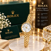 ROLEX Diamond Cut Glass Watch With Box