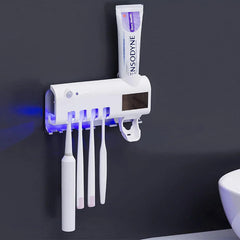 UV Toothbrush Sterilizer/Rechargeable Solar Power LED Disinfection Wall Mounted Toothbrush Holder