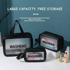 3 Piece Clear Travel Toiletry Bag Set – PVC Waterproof Makeup Pouch