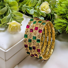 Bangles Set with Shisha Stone - 4Pcs