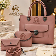 Michael Kors Handbag Set with Crossbody Pouch and Wallet - 3 Piece