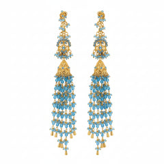Indian Madrasi Long Jhumki with Pearl Work
