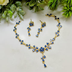 Zircon Necklace & Earring Set – AD Jewelry Collection in Gold Finish