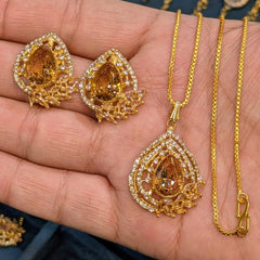 Zircon Locket Set – Locket & Earrings