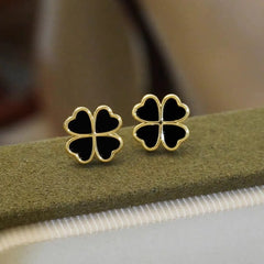 Black Four-Leaf Clover Earrings