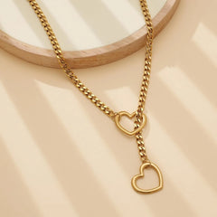 Stainless Steel O-Ring Adjustable Lariat Heart Y-Necklace - Each