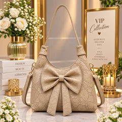 Embossed Bow Floral Handbag