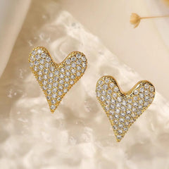 Zircon Gold-Plated Stone Heart Stud