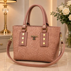 CHANEL Embossed Floral Leather Tote Handbag