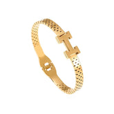Gold H-Buckle Watch Strap Bangle