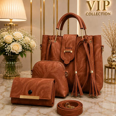 VIP Collection Brown 3-Piece Handbag Set