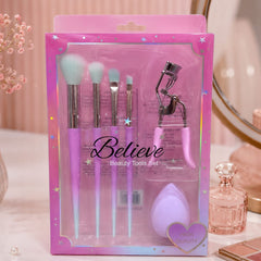 Believe Beauty Tools Set – 6 PCS Makeup Brush Set with Beauty Blender & Eyelash Curler