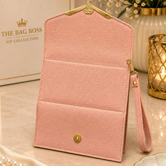 Womens Textured Leather Clutch Bag