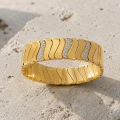 Stainless Steel Art Deco Sculptural Bangle - Each